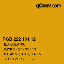Color code: RGB 222 161 12 | qconv.com