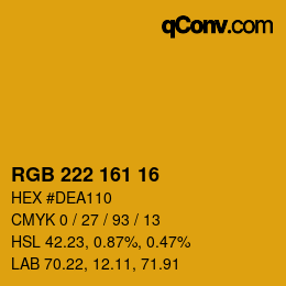 Color code: RGB 222 161 16 | qconv.com