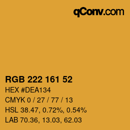 Color code: RGB 222 161 52 | qconv.com