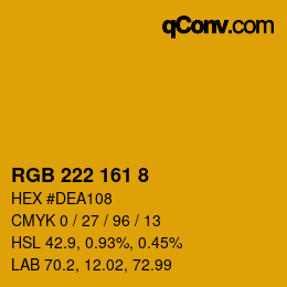 カラーコード: RGB 222 161 8 | qconv.com