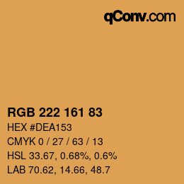 Color code: RGB 222 161 83 | qconv.com