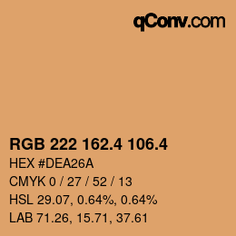 カラーコード: RGB 222 162.4 106.4 | qconv.com