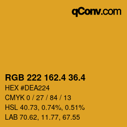 カラーコード: RGB 222 162.4 36.4 | qconv.com