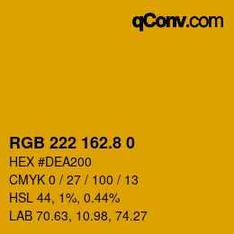 カラーコード: RGB 222 162.8 0 | qconv.com