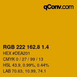 カラーコード: RGB 222 162.8 1.4 | qconv.com