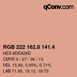 カラーコード: RGB 222 162.8 141.4 | qconv.com