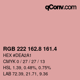 カラーコード: RGB 222 162.8 161.4 | qconv.com