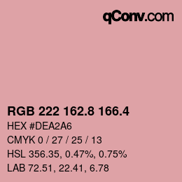 カラーコード: RGB 222 162.8 166.4 | qconv.com