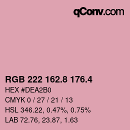 カラーコード: RGB 222 162.8 176.4 | qconv.com