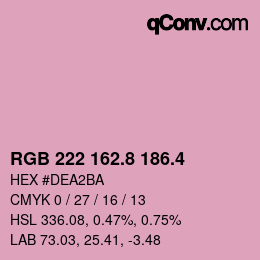 カラーコード: RGB 222 162.8 186.4 | qconv.com
