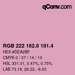 カラーコード: RGB 222 162.8 191.4 | qconv.com