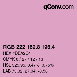 カラーコード: RGB 222 162.8 196.4 | qconv.com