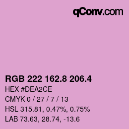 カラーコード: RGB 222 162.8 206.4 | qconv.com