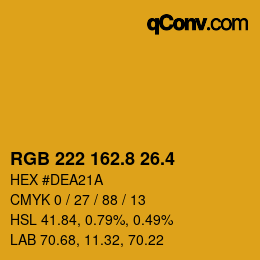 カラーコード: RGB 222 162.8 26.4 | qconv.com