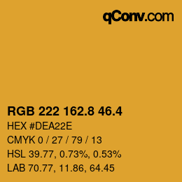 カラーコード: RGB 222 162.8 46.4 | qconv.com
