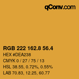 カラーコード: RGB 222 162.8 56.4 | qconv.com