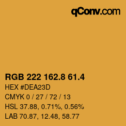 カラーコード: RGB 222 162.8 61.4 | qconv.com
