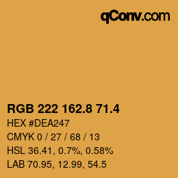 カラーコード: RGB 222 162.8 71.4 | qconv.com