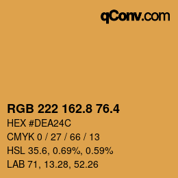 カラーコード: RGB 222 162.8 76.4 | qconv.com