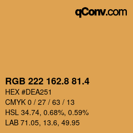 カラーコード: RGB 222 162.8 81.4 | qconv.com