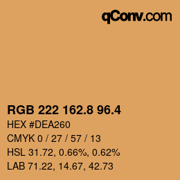 カラーコード: RGB 222 162.8 96.4 | qconv.com