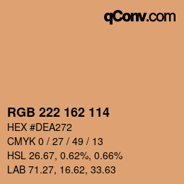 Color code: RGB 222 162 114 | qconv.com
