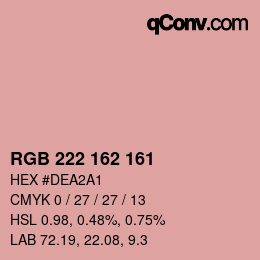 カラーコード: RGB 222 162 161 | qconv.com