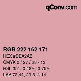 カラーコード: RGB 222 162 171 | qconv.com