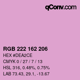 カラーコード: RGB 222 162 206 | qconv.com