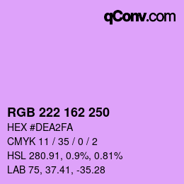 Color code: RGB 222 162 250 | qconv.com
