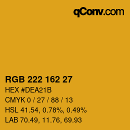 Color code: RGB 222 162 27 | qconv.com