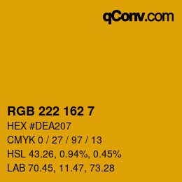 Color code: RGB 222 162 7 | qconv.com