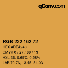 Color code: RGB 222 162 72 | qconv.com