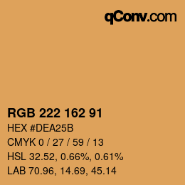 Color code: RGB 222 162 91 | qconv.com