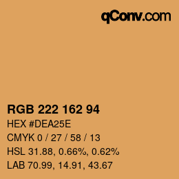 Color code: RGB 222 162 94 | qconv.com