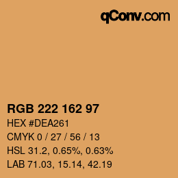 Color code: RGB 222 162 97 | qconv.com