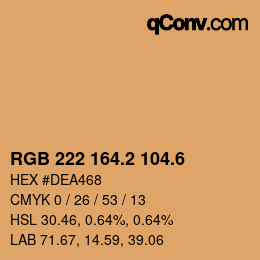 カラーコード: RGB 222 164.2 104.6 | qconv.com