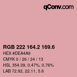 カラーコード: RGB 222 164.2 169.6 | qconv.com