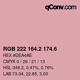 カラーコード: RGB 222 164.2 174.6 | qconv.com