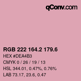カラーコード: RGB 222 164.2 179.6 | qconv.com