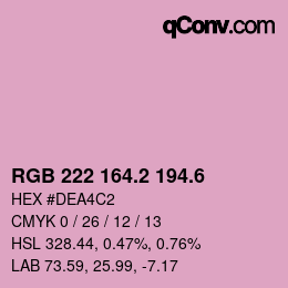 カラーコード: RGB 222 164.2 194.6 | qconv.com