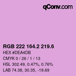 カラーコード: RGB 222 164.2 219.6 | qconv.com