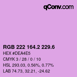 カラーコード: RGB 222 164.2 229.6 | qconv.com