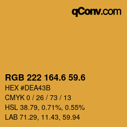 カラーコード: RGB 222 164.6 59.6 | qconv.com