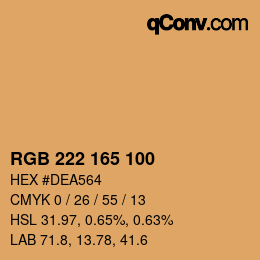 Código de color: RGB 222 165 100 | qconv.com