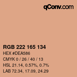 Color code: RGB 222 165 134 | qconv.com
