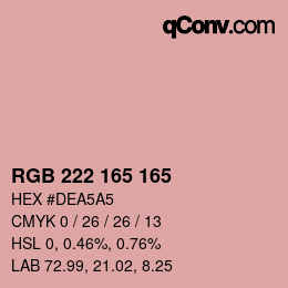 Código de color: RGB 222 165 165 | qconv.com