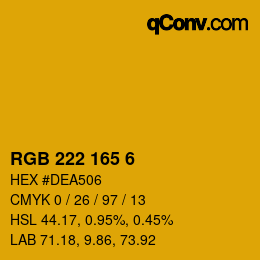 Color code: RGB 222 165 6 | qconv.com