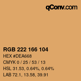 Código de color: RGB 222 166 104 | qconv.com