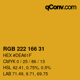 Color code: RGB 222 166 31 | qconv.com